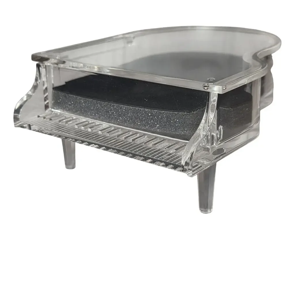 Clear Acrylic Grand Piano Jewelry Box Black Velvet Trinket Box Vanity Decor